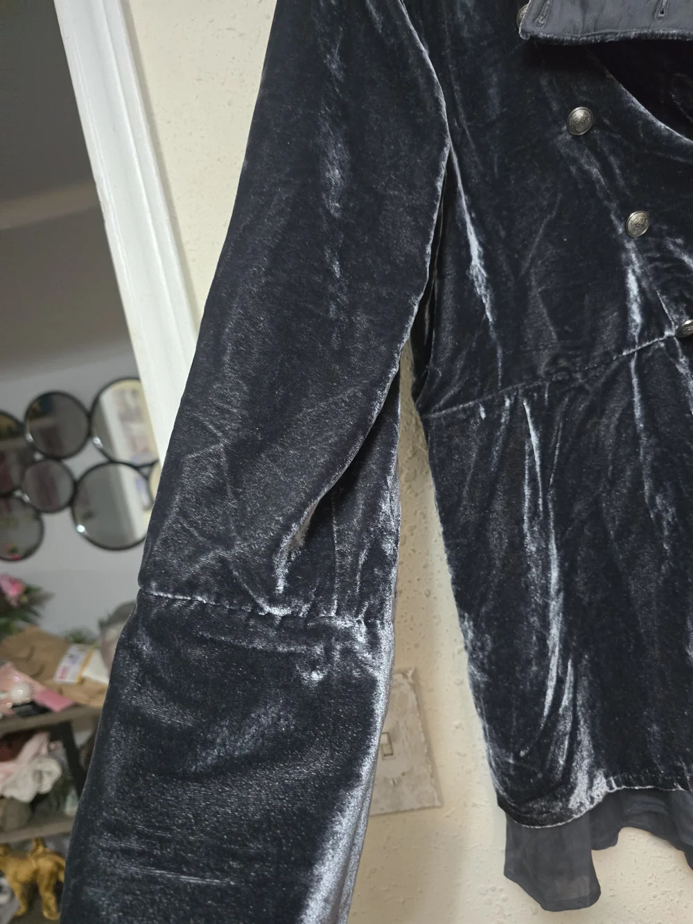 Velvet Military-Inspired Black Women's Jacket